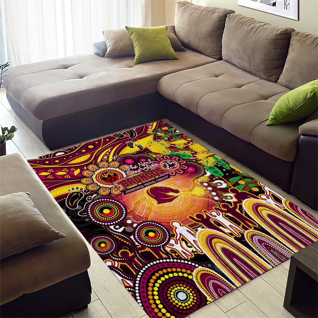 NAIDOC Week 2025 Broncos Rugby Area Rug Aboriginal Dot Painting