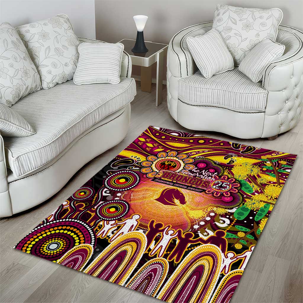NAIDOC Week 2025 Broncos Rugby Area Rug Aboriginal Dot Painting