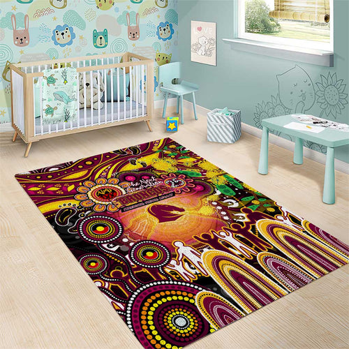 NAIDOC Week 2025 Broncos Rugby Area Rug Aboriginal Dot Painting