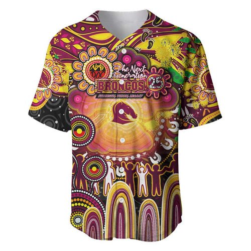 Personalised NAIDOC Week 2025 Broncos Rugby Baseball Jersey Aboriginal Dot Painting