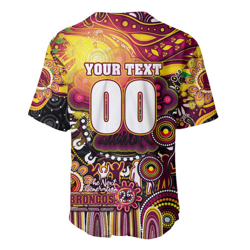 Personalised NAIDOC Week 2025 Broncos Rugby Baseball Jersey Aboriginal Dot Painting