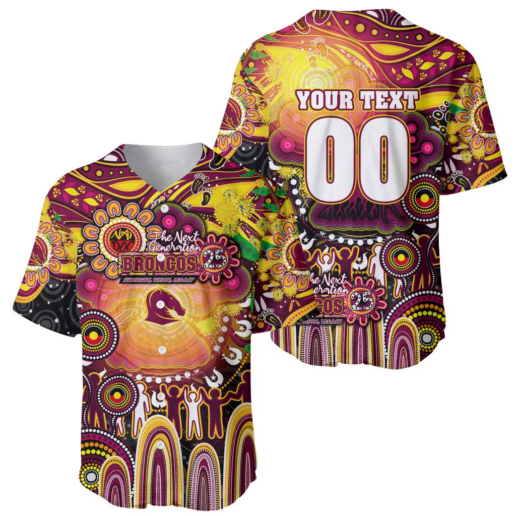 Personalised NAIDOC Week 2025 Broncos Rugby Baseball Jersey Aboriginal Dot Painting