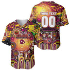 Personalised NAIDOC Week 2025 Broncos Rugby Baseball Jersey Aboriginal Dot Painting