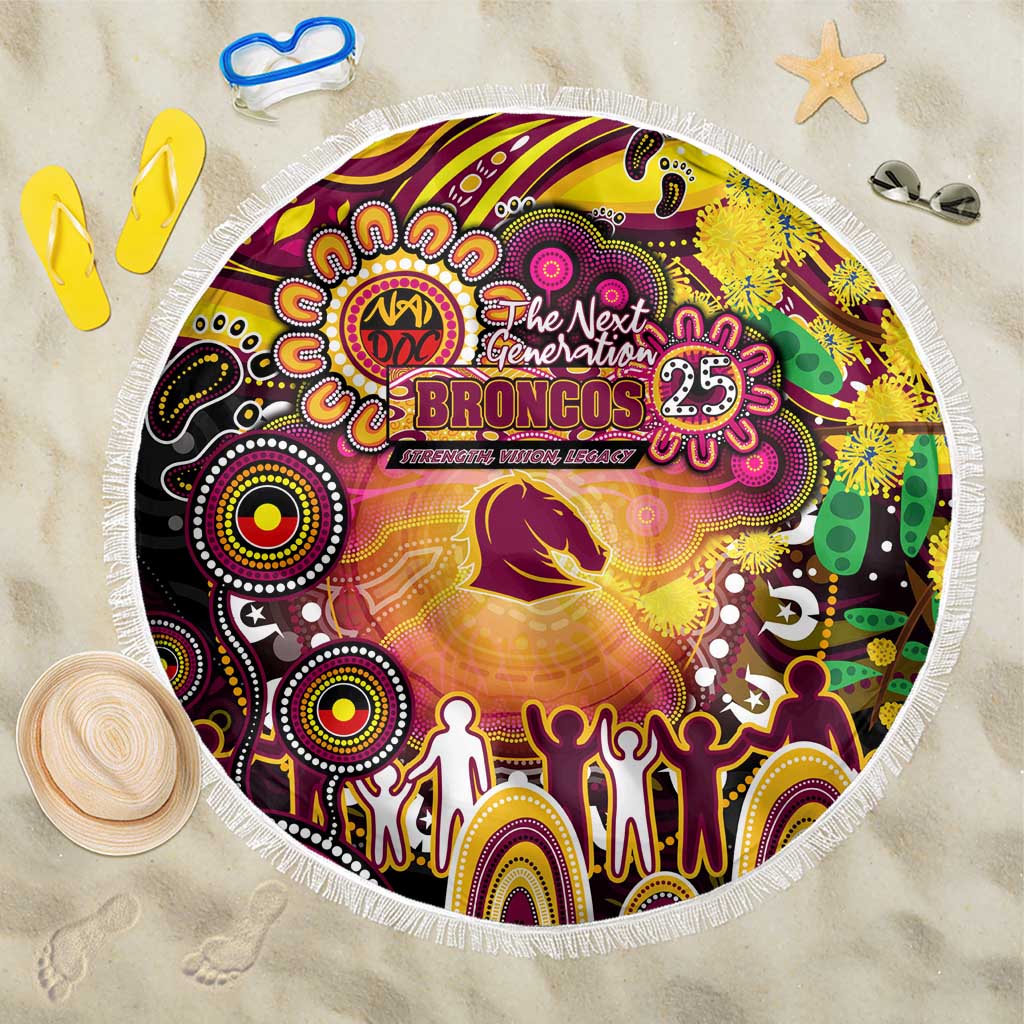 NAIDOC Week 2025 Broncos Rugby Beach Blanket Aboriginal Dot Painting