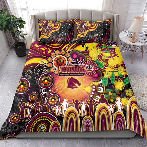 NAIDOC Week 2025 Broncos Rugby Bedding Set Aboriginal Dot Painting