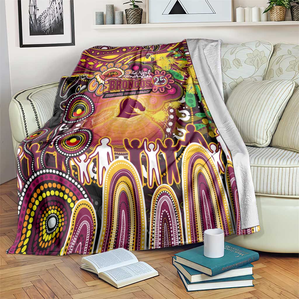 NAIDOC Week 2025 Broncos Rugby Blanket Aboriginal Dot Painting
