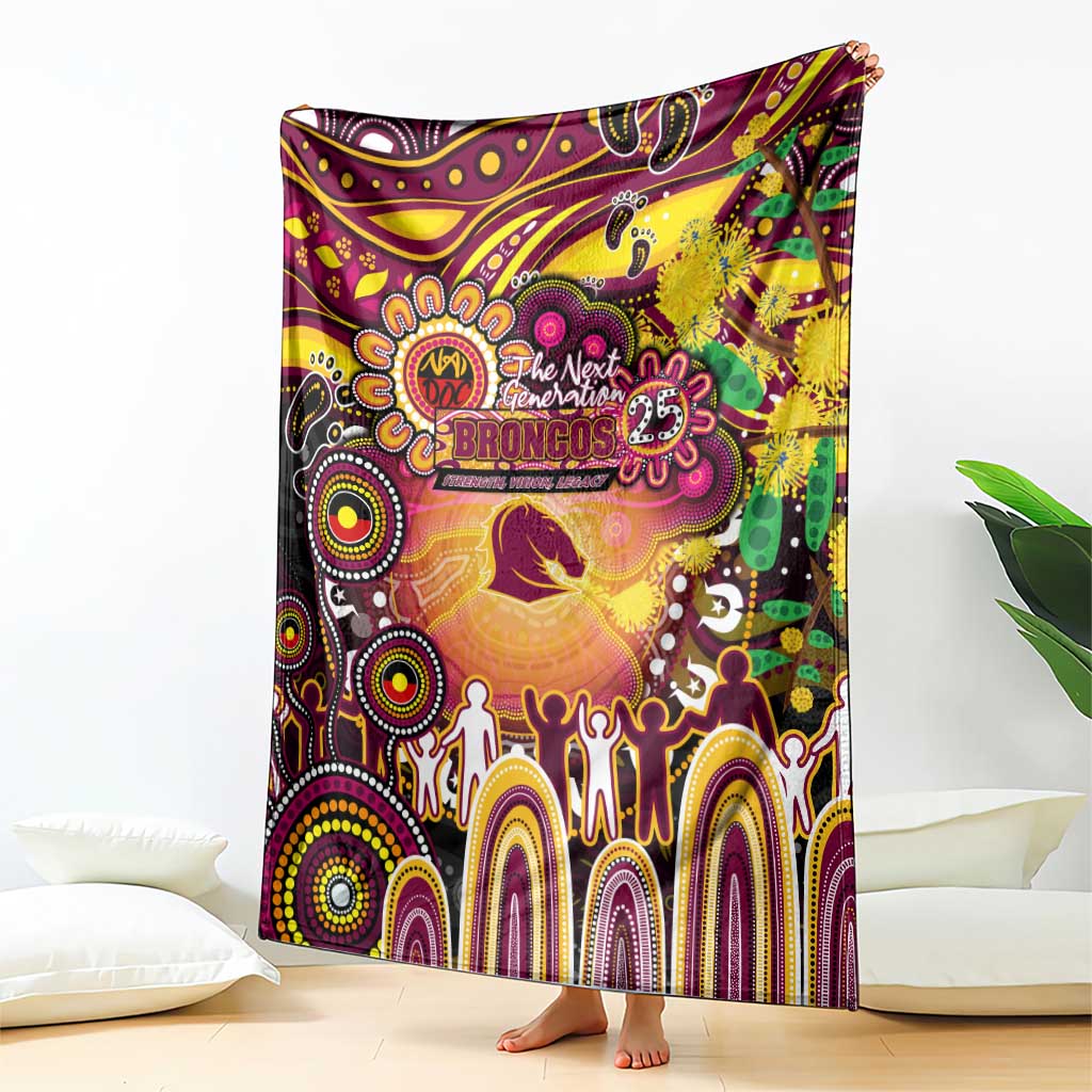 NAIDOC Week 2025 Broncos Rugby Blanket Aboriginal Dot Painting