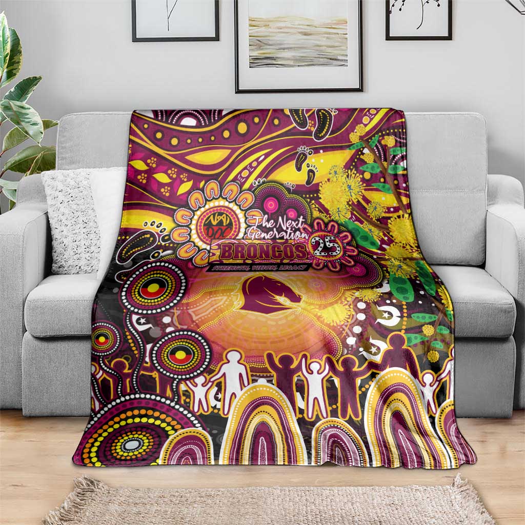 NAIDOC Week 2025 Broncos Rugby Blanket Aboriginal Dot Painting