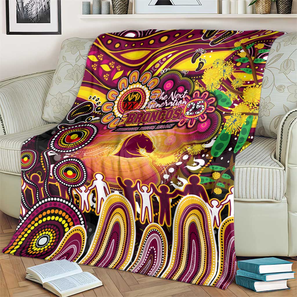 NAIDOC Week 2025 Broncos Rugby Blanket Aboriginal Dot Painting