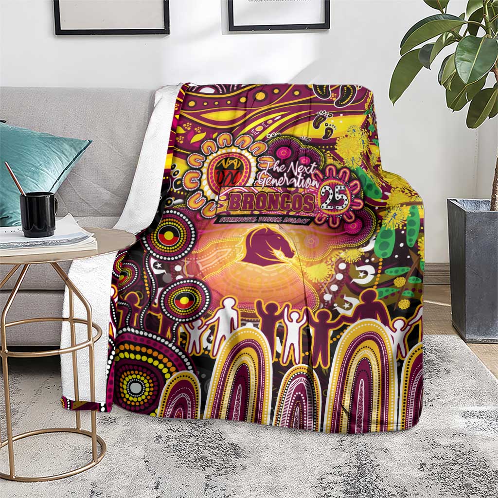 NAIDOC Week 2025 Broncos Rugby Blanket Aboriginal Dot Painting