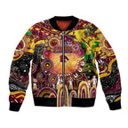 Personalised NAIDOC Week 2025 Broncos Rugby Bomber Jacket Aboriginal Dot Painting