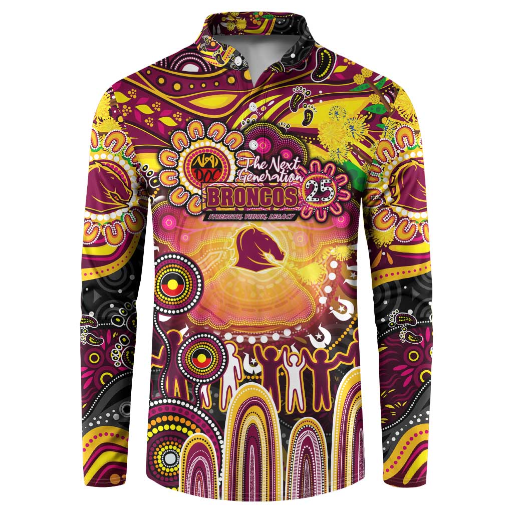 Personalised NAIDOC Week 2025 Broncos Rugby Button Sweatshirt Aboriginal Dot Painting