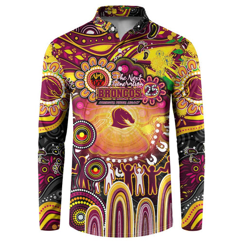 Personalised NAIDOC Week 2025 Broncos Rugby Button Sweatshirt Aboriginal Dot Painting