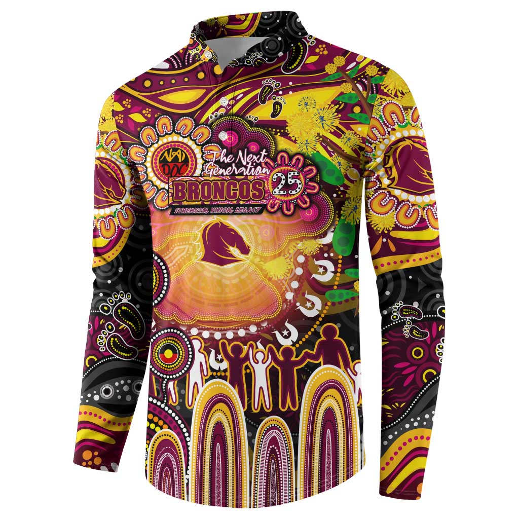 Personalised NAIDOC Week 2025 Broncos Rugby Button Sweatshirt Aboriginal Dot Painting