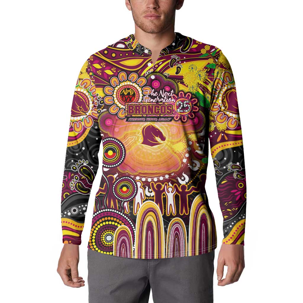 Personalised NAIDOC Week 2025 Broncos Rugby Button Sweatshirt Aboriginal Dot Painting
