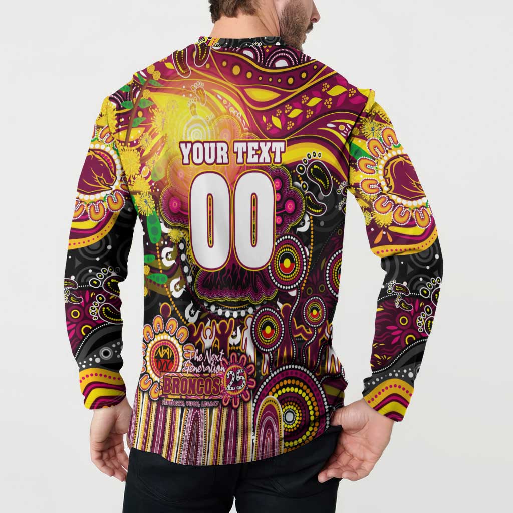 Personalised NAIDOC Week 2025 Broncos Rugby Button Sweatshirt Aboriginal Dot Painting