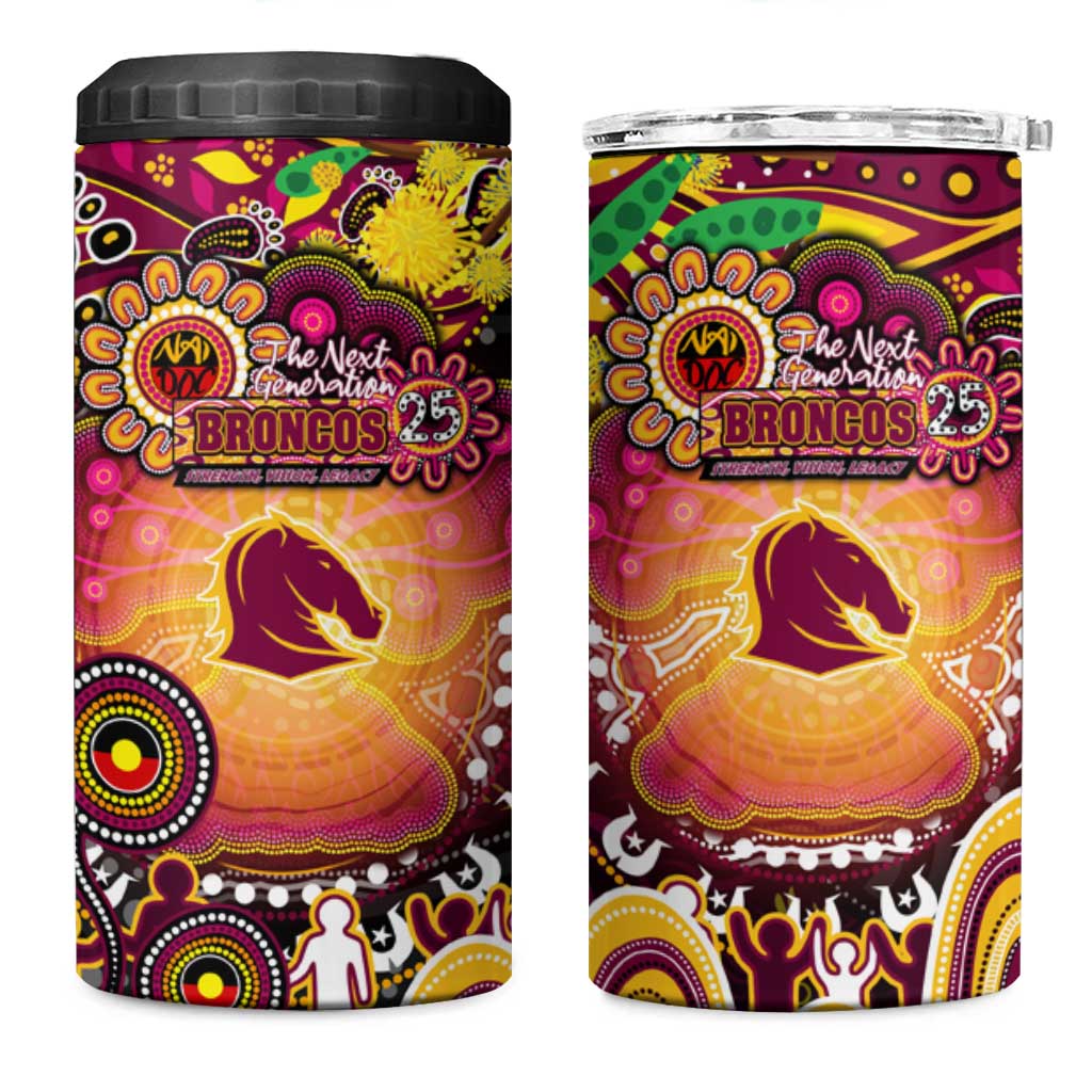 NAIDOC Week 2025 Broncos Rugby 4 in 1 Can Cooler Tumbler Aboriginal Dot Painting