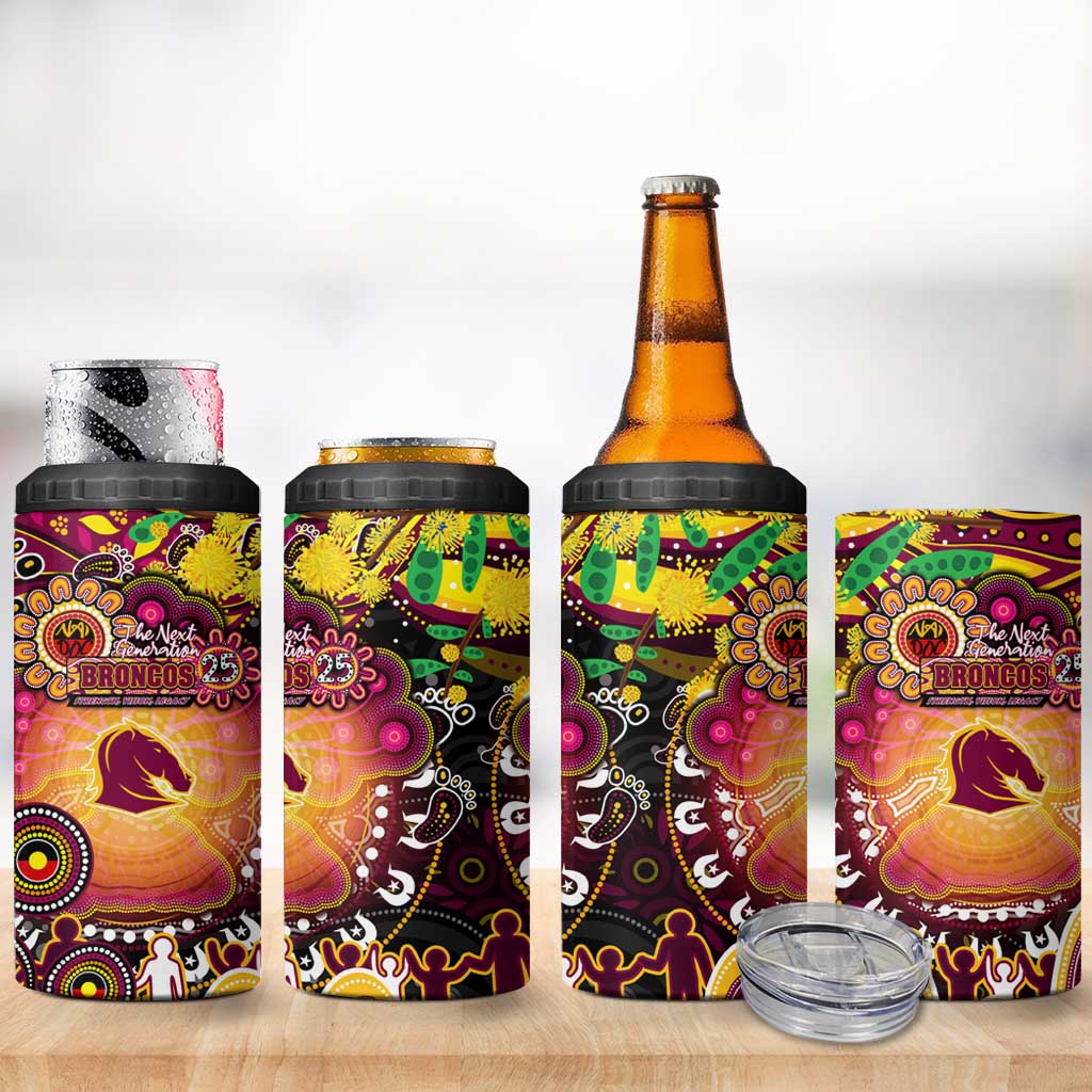 NAIDOC Week 2025 Broncos Rugby 4 in 1 Can Cooler Tumbler Aboriginal Dot Painting