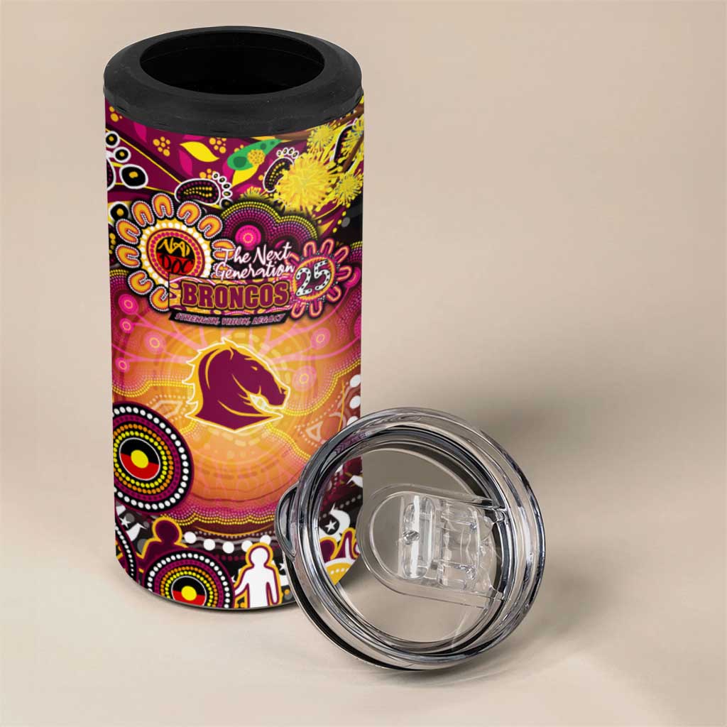 NAIDOC Week 2025 Broncos Rugby 4 in 1 Can Cooler Tumbler Aboriginal Dot Painting