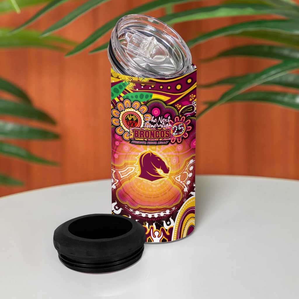 NAIDOC Week 2025 Broncos Rugby 4 in 1 Can Cooler Tumbler Aboriginal Dot Painting