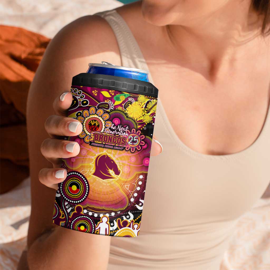 NAIDOC Week 2025 Broncos Rugby 4 in 1 Can Cooler Tumbler Aboriginal Dot Painting
