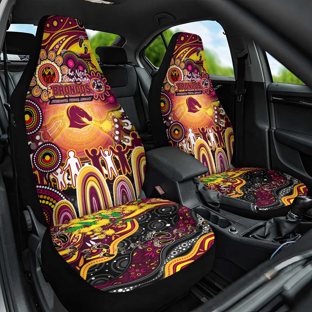 NAIDOC Week 2025 Broncos Rugby Car Seat Cover Aboriginal Dot Painting