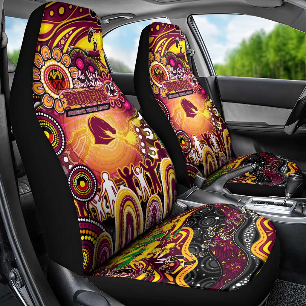 NAIDOC Week 2025 Broncos Rugby Car Seat Cover Aboriginal Dot Painting