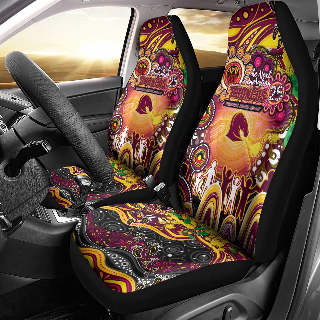 NAIDOC Week 2025 Broncos Rugby Car Seat Cover Aboriginal Dot Painting