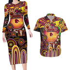 Personalised NAIDOC Week 2025 Broncos Rugby Couples Matching Long Sleeve Bodycon Dress and Hawaiian Shirt Aboriginal Dot Painting