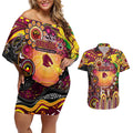 Personalised NAIDOC Week 2025 Broncos Rugby Couples Matching Off Shoulder Short Dress and Hawaiian Shirt Aboriginal Dot Painting