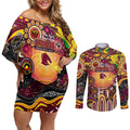 Personalised NAIDOC Week 2025 Broncos Rugby Couples Matching Off Shoulder Short Dress and Long Sleeve Button Shirt Aboriginal Dot Painting