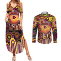 Personalised NAIDOC Week 2025 Broncos Rugby Couples Matching Summer Maxi Dress and Long Sleeve Button Shirt Aboriginal Dot Painting