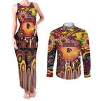 Personalised NAIDOC Week 2025 Broncos Rugby Couples Matching Tank Maxi Dress and Long Sleeve Button Shirt Aboriginal Dot Painting