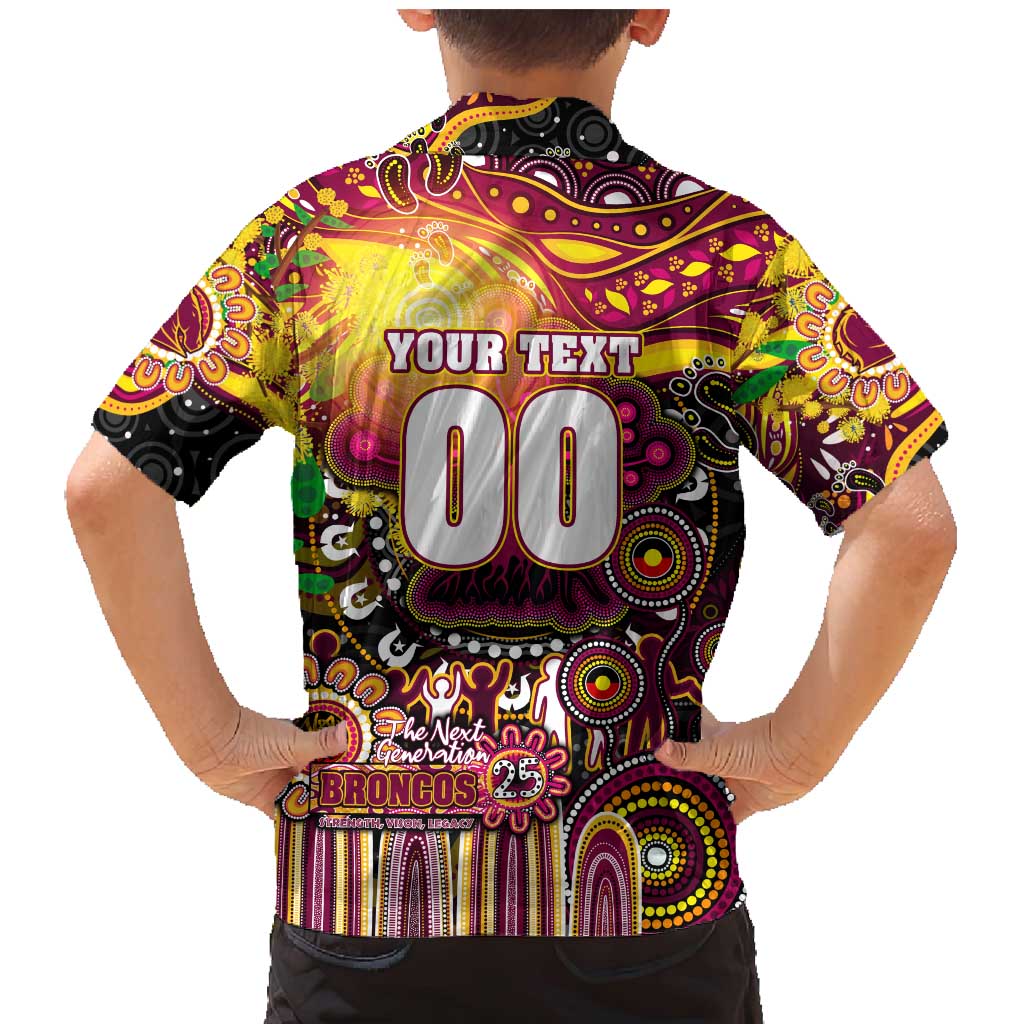 Personalised NAIDOC Week 2025 Broncos Rugby Family Matching Mermaid Dress and Hawaiian Shirt Aboriginal Dot Painting