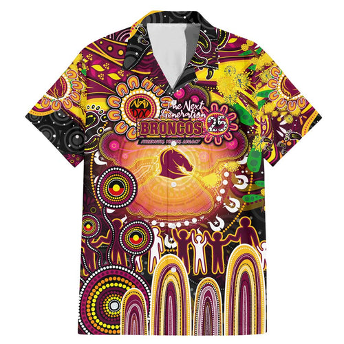Personalised NAIDOC Week 2025 Broncos Rugby Family Matching Mermaid Dress and Hawaiian Shirt Aboriginal Dot Painting