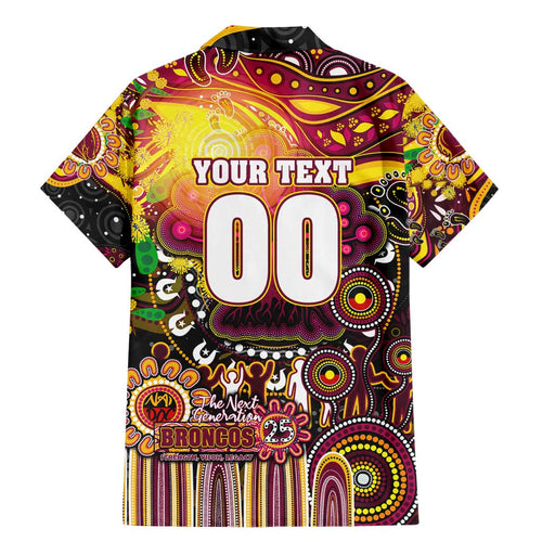 Personalised NAIDOC Week 2025 Broncos Rugby Family Matching Mermaid Dress and Hawaiian Shirt Aboriginal Dot Painting