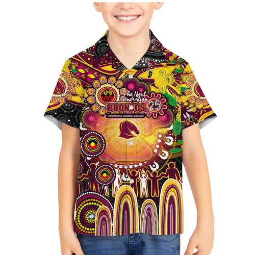 Personalised NAIDOC Week 2025 Broncos Rugby Family Matching Mermaid Dress and Hawaiian Shirt Aboriginal Dot Painting