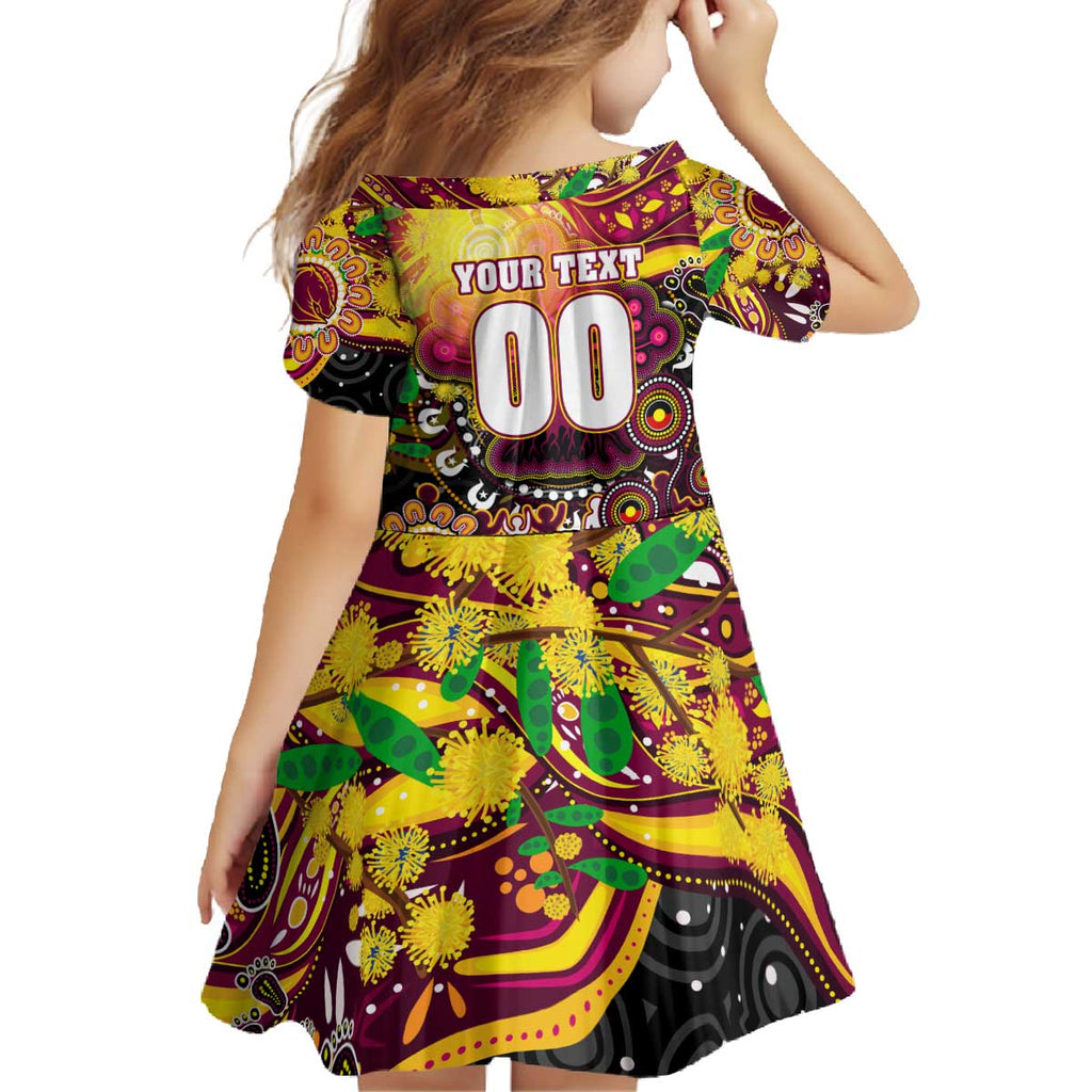 Personalised NAIDOC Week 2025 Broncos Rugby Family Matching Off The Shoulder Long Sleeve Dress and Hawaiian Shirt Aboriginal Dot Painting