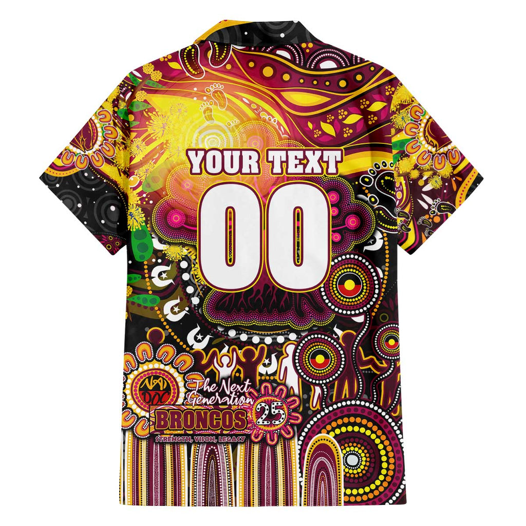 Personalised NAIDOC Week 2025 Broncos Rugby Family Matching Off The Shoulder Long Sleeve Dress and Hawaiian Shirt Aboriginal Dot Painting