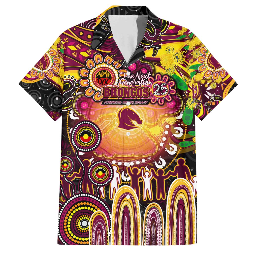 Personalised NAIDOC Week 2025 Broncos Rugby Family Matching Off Shoulder Maxi Dress and Hawaiian Shirt Aboriginal Dot Painting