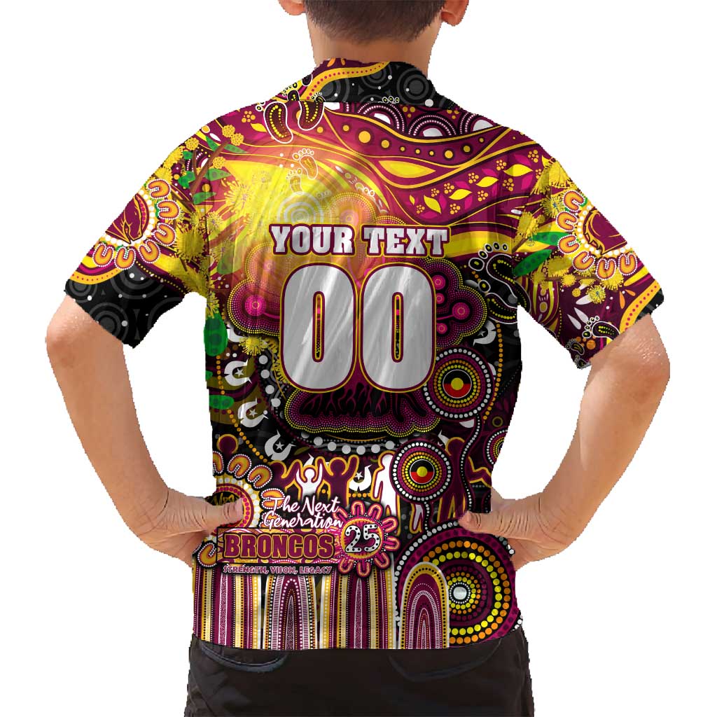 Personalised NAIDOC Week 2025 Broncos Rugby Family Matching Off Shoulder Short Dress and Hawaiian Shirt Aboriginal Dot Painting