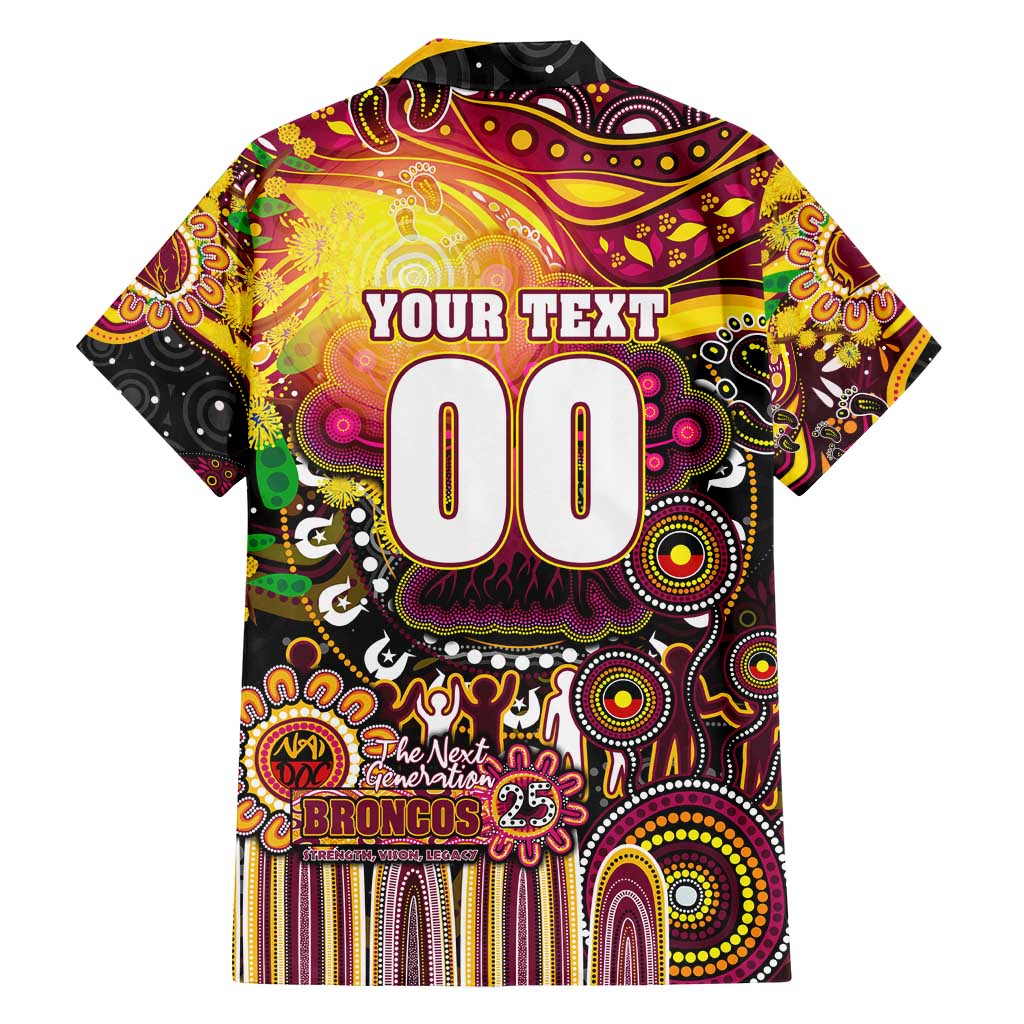 Personalised NAIDOC Week 2025 Broncos Rugby Family Matching Off Shoulder Short Dress and Hawaiian Shirt Aboriginal Dot Painting