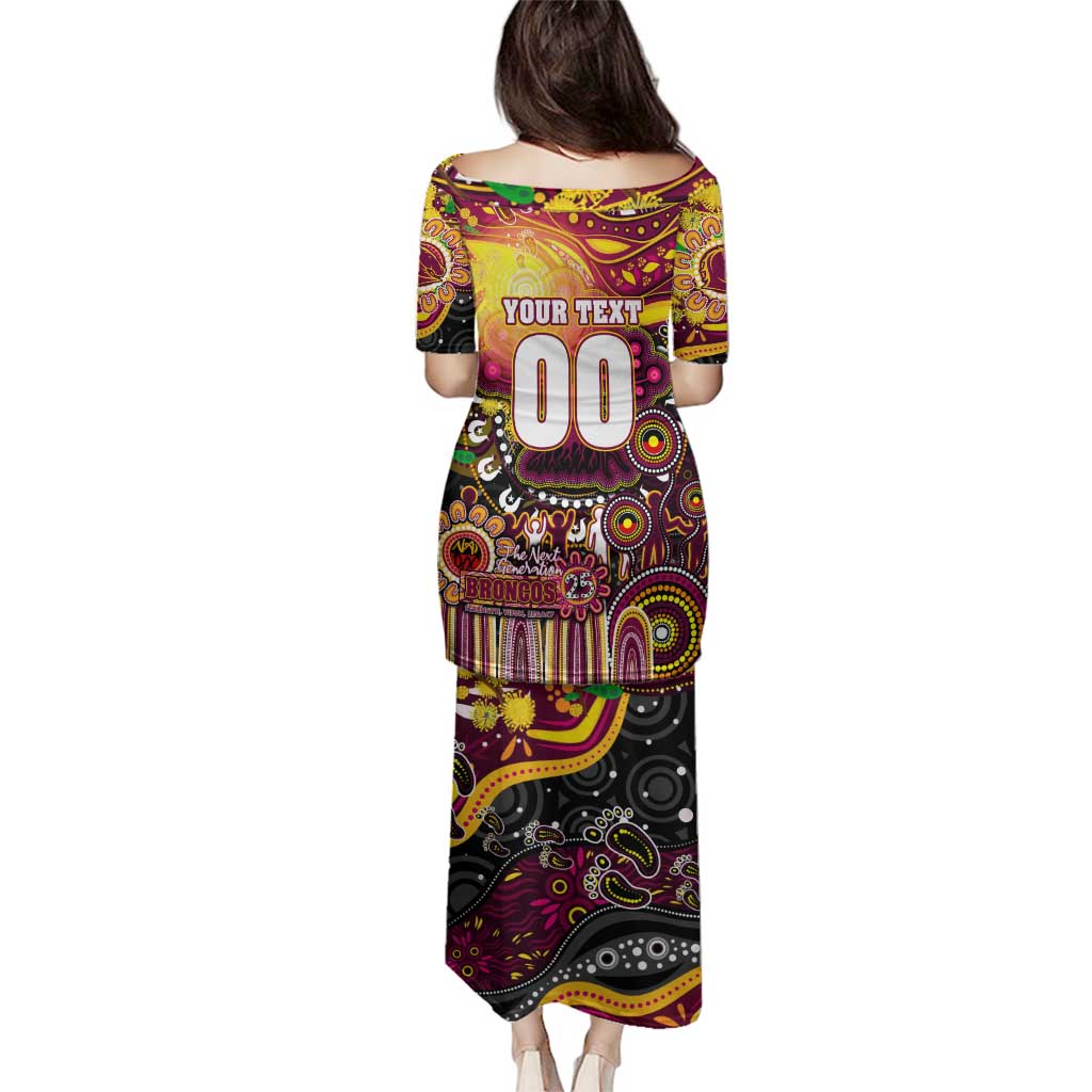 Personalised NAIDOC Week 2025 Broncos Rugby Family Matching Puletasi and Hawaiian Shirt Aboriginal Dot Painting