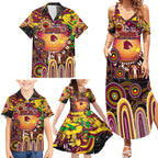 Personalised NAIDOC Week 2025 Broncos Rugby Family Matching Summer Maxi Dress and Hawaiian Shirt Aboriginal Dot Painting