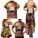 Personalised NAIDOC Week 2025 Broncos Rugby Family Matching Summer Maxi Dress and Hawaiian Shirt Aboriginal Dot Painting