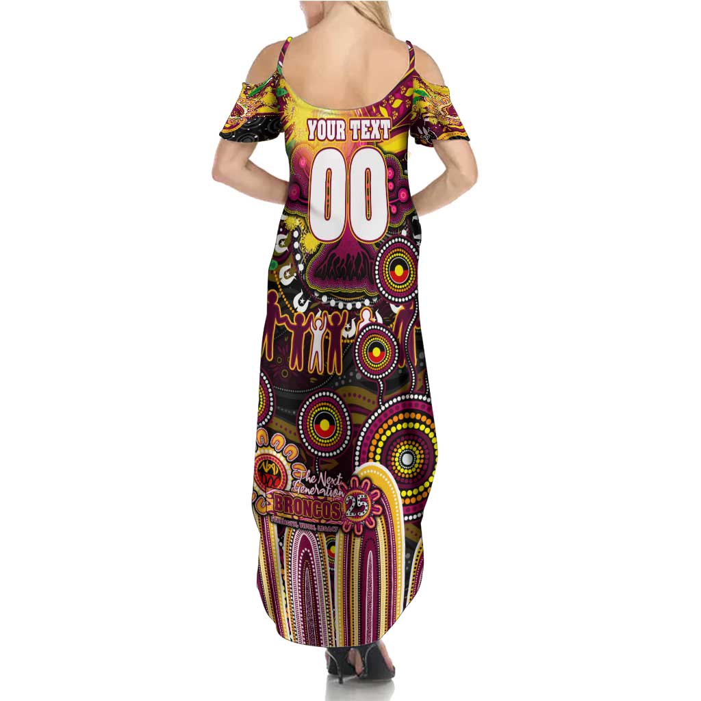 Personalised NAIDOC Week 2025 Broncos Rugby Family Matching Summer Maxi Dress and Hawaiian Shirt Aboriginal Dot Painting