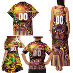 Personalised NAIDOC Week 2025 Broncos Rugby Family Matching Tank Maxi Dress and Hawaiian Shirt Aboriginal Dot Painting