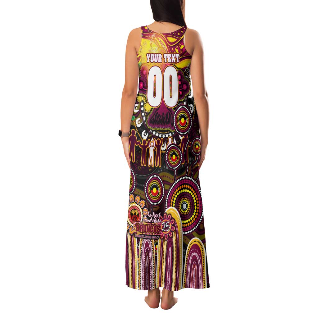 Personalised NAIDOC Week 2025 Broncos Rugby Family Matching Tank Maxi Dress and Hawaiian Shirt Aboriginal Dot Painting