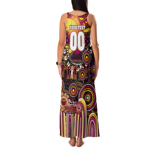 Personalised NAIDOC Week 2025 Broncos Rugby Family Matching Tank Maxi Dress and Hawaiian Shirt Aboriginal Dot Painting