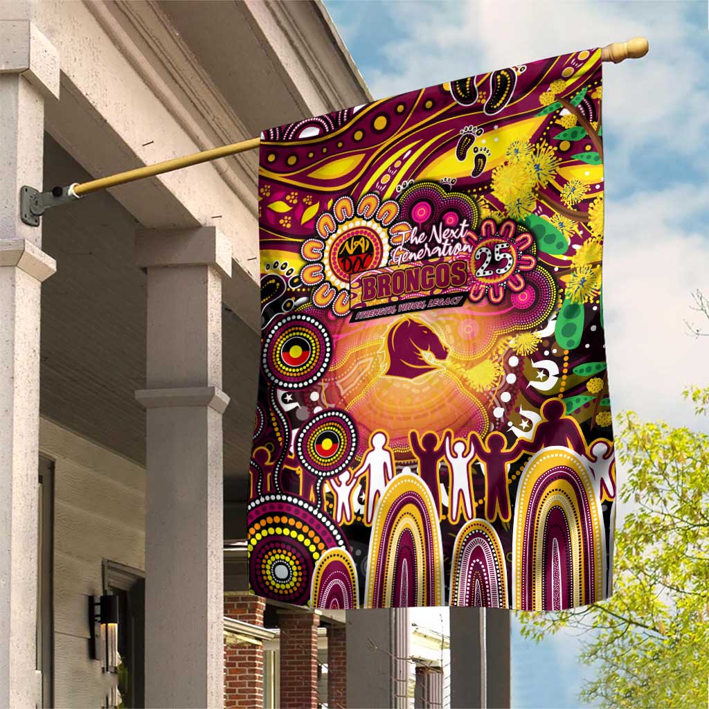 NAIDOC Week 2025 Broncos Rugby Garden Flag Aboriginal Dot Painting